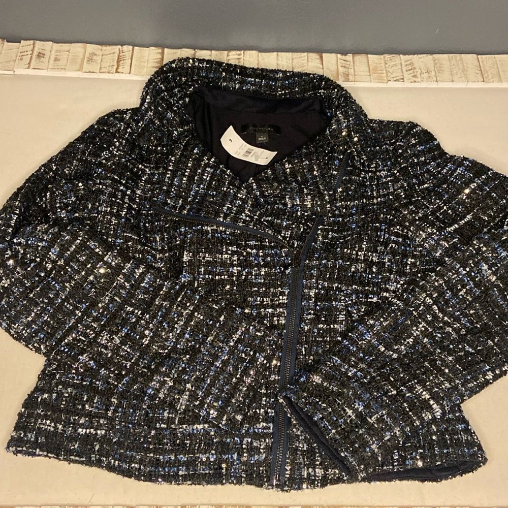 Ladies Ann Taylor Tweed Moto Jacket Coat size 6 NWT